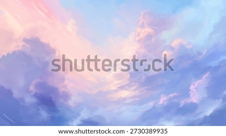 Purple pink sunset background of renaissance cloud painting