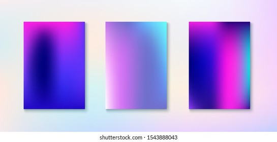 Purple, Pink, Turquoise, Blue Gradient Shiny Vector Background. Fluid Neon Bright Trendy Wallpaper. Funky Vertical Screen Size Gradient Set. Pearlescent Gradient Overlay Vibrant Defocused Cover. 