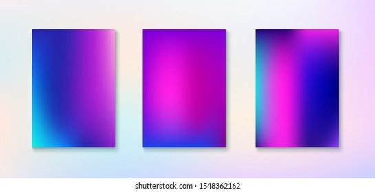Purple, Pink, Turquoise, Blue Gradient Shiny Vector Background. Funky Vertical Screen Size Gradient Set. Dreamy Neon Bright Trendy Wallpaper. Pearlescent Gradient Overlay Vibrant Defocused Cover. 