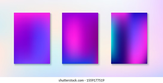 Purple, Pink, Turquoise, Blue Gradient Shiny Vector Background. Funky Vertical Screen Size Gradient Set. Fluorescent Gradient Overlay Vibrant Unfocused Cover.  Fluid Neon Bright Trendy Wallpaper.