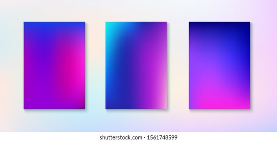 Purple, Pink, Turquoise, Blue Gradient Shiny Vector Background. Funky Vertical Screen Size Gradient Set. Iridescent Gradient Overlay Vibrant Defocused Cover.  Fluid Neon Bright Trendy Wallpaper.