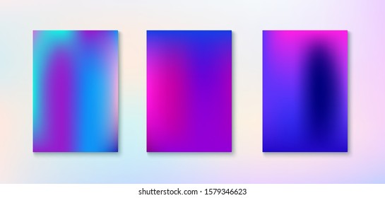 Purple, Pink, Turquoise, Blue Gradient Shiny Vector Background. Funky Vertical Screen Size Gradient Set. Dreamy Neon Bright Trendy Wallpaper. Iridescent Gradient Overlay Vibrant Unfocused Cover. 