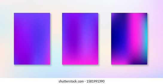 Purple, Pink, Turquoise, Blue Gradient Shiny Vector Background. Dreamy Neon Bright Trendy Wallpaper. Funky Vertical Screen Size Gradient Set. Iridescent Gradient Overlay Vibrant Defocused Cover. 