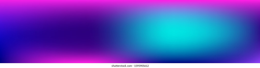 Purple, Pink, Turquoise, Blue Gradient Shiny Vector Background. Fluid Neon Bright Trendy Wallpaper. Pearlescent Gradient Overlay Vibrant Unfocused Cover.  Wide Horizontal Long Gradient Banner.