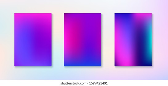 Purple, Pink, Turquoise, Blue Gradient Shiny Vector Background. Fluorescent Gradient Overlay Vibrant Unfocused Cover.  Funky Vertical Screen Size Gradient Set. Liquid Neon Bright Trendy Wallpaper.