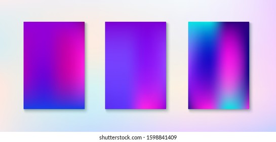 Purple, Pink, Turquoise, Blue Gradient Shiny Vector Background. Funky Vertical Screen Size Gradient Set. Fluorescent Gradient Overlay Vibrant Defocused Cover.  Fluid Neon Bright Trendy Wallpaper.