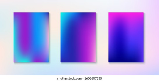Purple, Pink, Turquoise, Blue Gradient Shiny Vector Background. Fluid Neon Bright Trendy Wallpaper. Funky Vertical Screen Size Gradient Set. Fluorescent Gradient Overlay Vibrant Defocused Cover. 