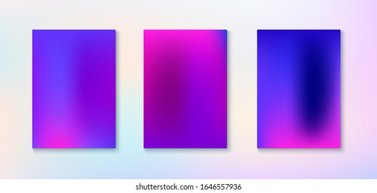 Fondo Vector Brillante De Gradiente Púrpura, Rosa, Turquesa Y Azul. Papel de fondo de estilo neón brillante. Tapa no enfocada vibrante de degradado irlandés.  Conjunto de degradado de tamaño de pantalla vertical funky.