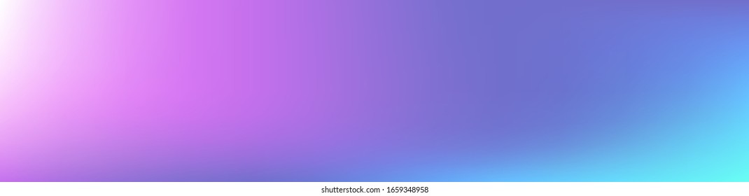 Purple, Pink, Turquoise, Blue Gradient Shiny Vector Background. Dreamy Neon Bright Trendy Wallpaper. Pearlescent Gradient Overlay Vibrant Defocused Cover.  Wide Horizontal Long Gradient Banner.