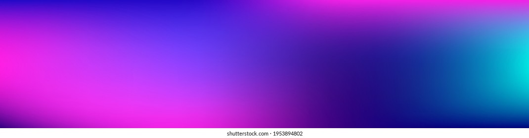Purple, Pink, Turquoise, Blue Gradient Shiny Vector Background. Pearlescent Gradient Overlay Vibrant Unfocused Cover.  Wide Horizontal Long Gradient Banner. Liquid Neon Bright Trendy Wallpaper.