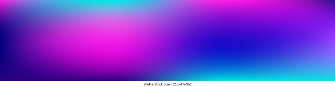 Purple, Pink, Turquoise, Blue Gradient Shiny Vector Background. Wide Horizontal Long Gradient Banner. Liquid Neon Bright Trendy Wallpaper. Pearlescent Gradient Overlay Vibrant Defocused Cover. 