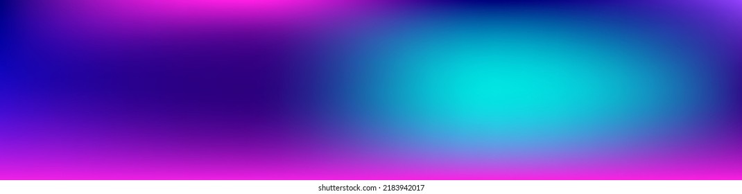 Púrpura, Rosa, Turquesa, Fondo Vector Brillante De Gradiente Azul. Papel de fondo de estilo neón brillante. Cubierta no enfocada vibrante de degradado fluorescente superpuesta.  Pancarta panorámica de gradiente largo horizontal.