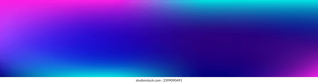 Purple, Pink, Turquoise, Blue Gradient Shiny Vector Background. Liquid Neon Bright Trendy Wallpaper. Wide Horizontal Long Gradient Banner. Pearlescent Gradient Overlay Vibrant Defocused Cover. 