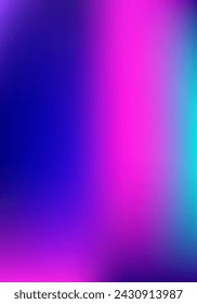 Purple, Pink, Turquoise, Blue Gradient Shiny Vector Background. Pearlescent Gradient Overlay Vibrant Defocused Cover.  Vertical A4 Letter Funky Gradient Overlay. Dreamy Neon Bright Trendy Wallpaper.