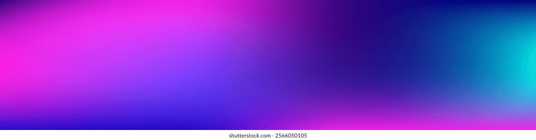 Purple, Pink, Turquoise, Blue Gradient Shiny Vector Background. Liquid Neon Bright Trendy Wallpaper. Wide Horizontal Long Gradient Banner. Iridescent Gradient Overlay Vibrant Defocused Cover. 