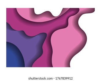 Purple and pink waves background inside frame, Abstract texture art and wallpaper theme Vector illustration