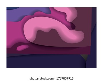 Purple and pink waves background inside frame, Abstract texture art and wallpaper theme Vector illustration