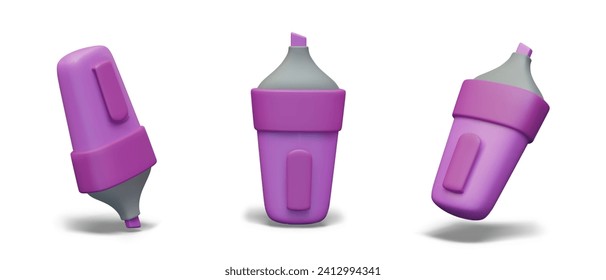 Purple pink wide marker with cap removed. Concept of bright text design