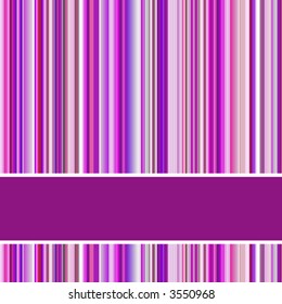 Purple pinstripe background with banner