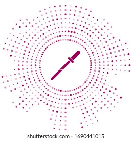 Purple Pipette icon isolated on white background. Element of medical, chemistry lab equipment. Medicine symbol. Abstract circle random dots. Vector Illustration
