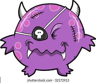 Purple Pirate Monster Vektorgrafik