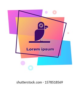 Purple Pirate parrot icon isolated on white background. Color rectangle button. Vector Illustration