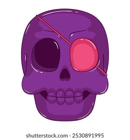 Purple Pirate skull with eye patch, Vector