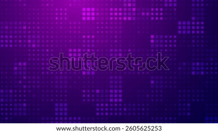 Purple Pixel Background With Neon Grid Pattern, Perfect for Gaming, Abstract Tech, UI Design, and Futuristic Digital Projects. Ideal for Gamer and Video Themes. Vector Illustration.