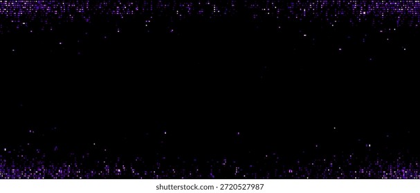 Fundo de falha de pixel roxo com efeito de ruído digital e pontos de luz. Abstrato mosaico digital para conceito de tecnologia e visualização de dados.
