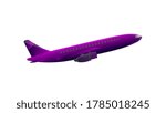 Purple plane in 3d. Realistic plane isolated on white background. Vector.
