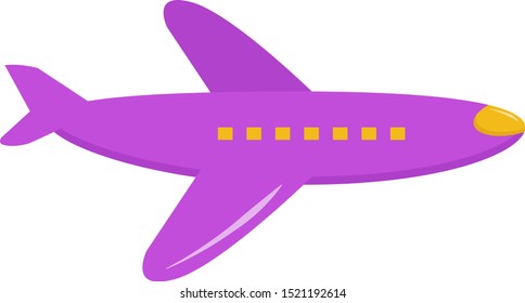 Purple plane, illustration, vector on white background.