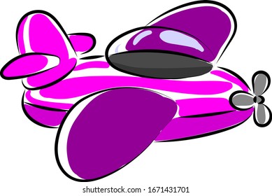 Purple plane, illustration, vector on white background.