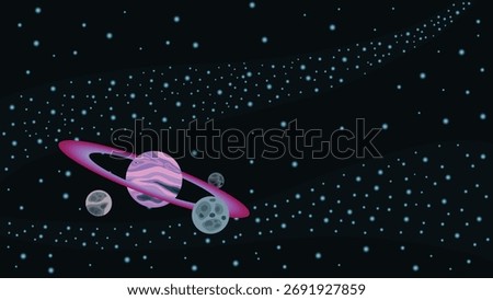 purple planet with a backdrop of stars in outer space 