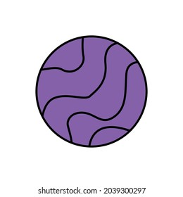 Purple planet doodle icon on white background vector illustration