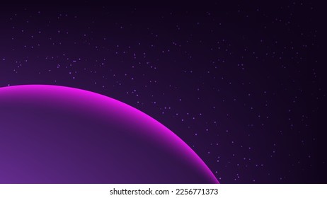 purple planet in galaxy with starry space