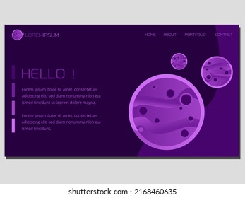 Purple planet illustration. Purple background concept in space with purple planets. Can be used for presentations, magazines, pamphlets, annual reports, posters and business cards.