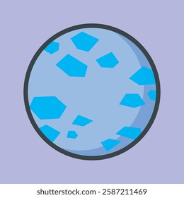 purple planet with outline flat vector design.