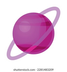 Purple Planet with Ring as Outer Space Vector Illustration