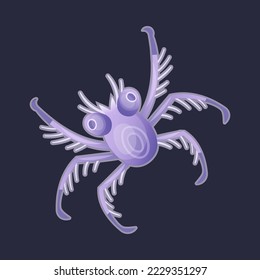 Purple Plankton Water Organism Free Floating on Dark Background Vector Illustration