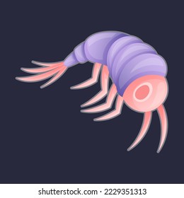 Purple Plankton Water Organism Free Floating on Dark Background Vector Illustration