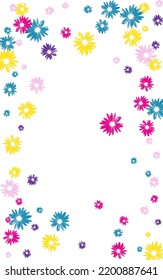 Purple Plant Background White Vector. Flower Creative Tile. Pink Flowers Small. Childhood Banner. Style Violet Floral.