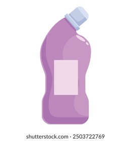 Purple plastic bottle with a blank label is standing on a white background, suggesting a cleaning product