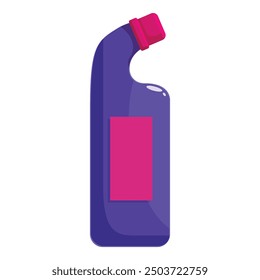 Purple plastic bottle with pink label containing cleaning product for housekeeping