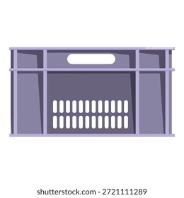 Caja de plástico púrpura con mango y orificios de ventilación, ideal para almacenamiento y transporte