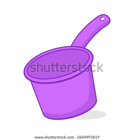 Purple Plastic Dipper Vector Illustration with Long Handle – Bathroom Equipment