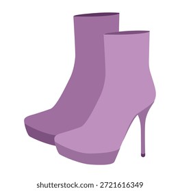 Roxo plataforma stiletto heel boot mulheres par de cores. Plataforma arrojada com salto pontiagudo para elegância, luxo. ilustração de moda técnica CAD mockup refinado vetor homens unisex isolado estilo moderno