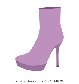 Roxo plataforma stiletto heel boot mulheres cor par liso. Plataforma arrojada com calcanhar apontado elegante chique desgaste. Ilustração de moda técnica CAD mockup vetor liso homens unisex isolado moda estilo