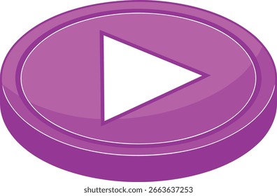 Ícone roxo do botão de reprodução com vetor de triângulo