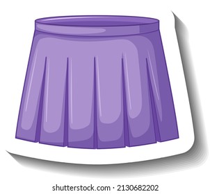 Purple Pleated Skirt In Cartoon Style  Illustration