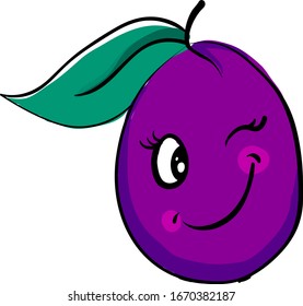 Purple plum, illustration, vector on white background.